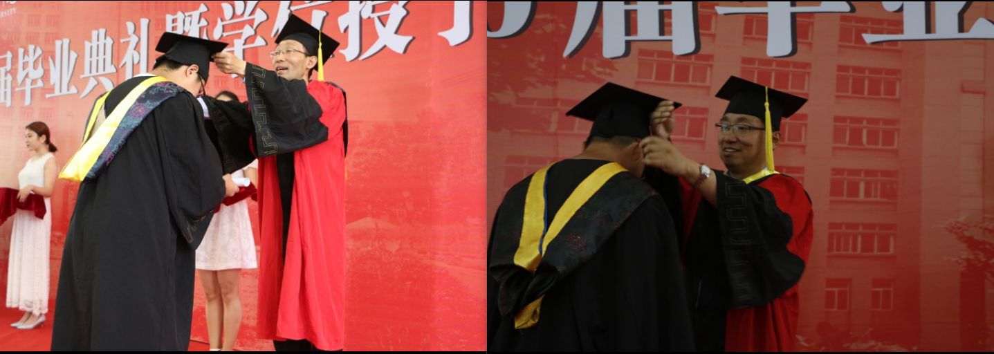郝红武院长和嵇宁教授为毕业生拨流苏